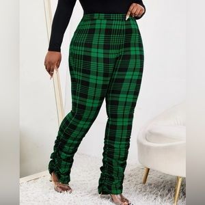 Plaid Stacked Pants